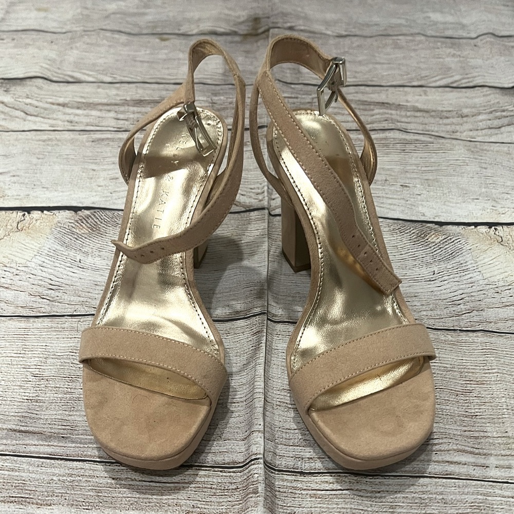 Blush pink strap heels